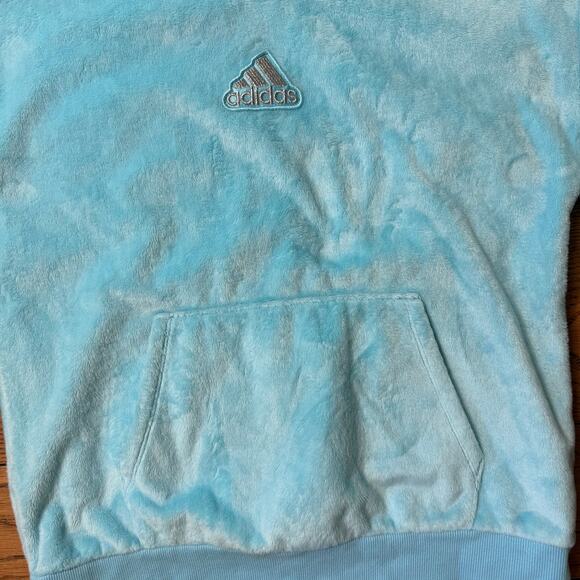 Adidas Small Badge of Sport Fleece Pullover Hoodie Youth L Cozy Fuzzy Sherpa - Picture 2 of 8